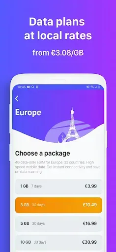 Скриншот 1 — Yolla eSIM: Mobile Data App