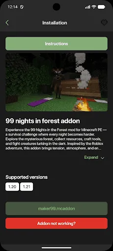 Скриншот 2 — 99 ночей в лесу мод MCPE