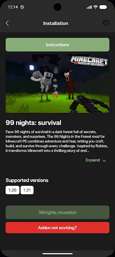 Скриншот 3 — 99 ночей в лесу мод MCPE
