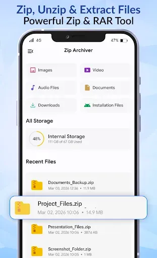 Скриншот 1 — Zip RAR Archiver