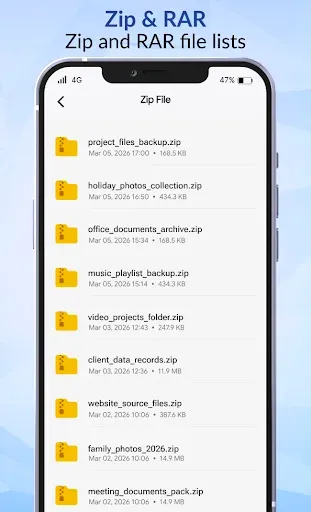 Скриншот 2 — Zip RAR Archiver