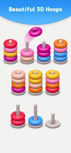 Скриншот 1 — Color Sort 3D — Hoop Stack