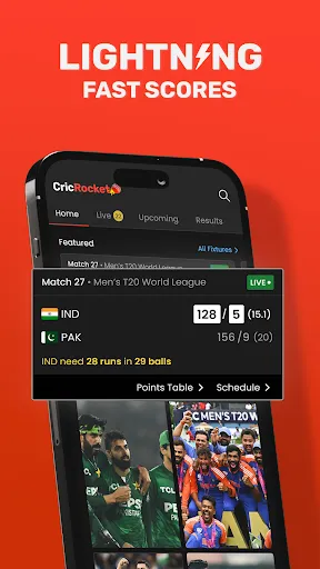 Скриншот 1 — CricRocket: Live Cricket Score