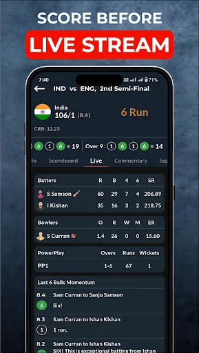 Скриншот 2 — Cricket Live Score : CricFlow