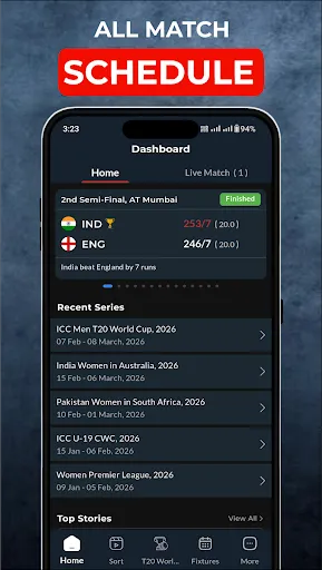 Скриншот 3 — Cricket Live Score : CricFlow