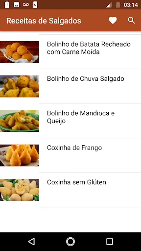 Скриншот 1 — Receitas de Salgados