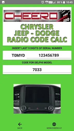 Скриншот 6 — RADIO CODE for CHRYSLER JEEP
