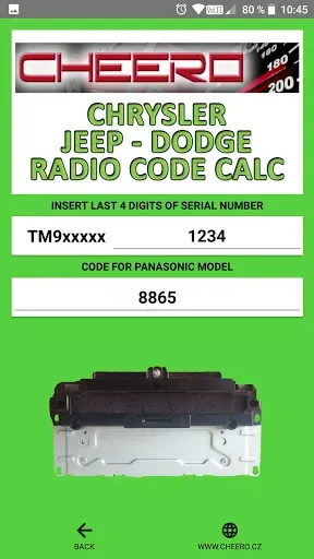 Скриншот 7 — RADIO CODE for CHRYSLER JEEP