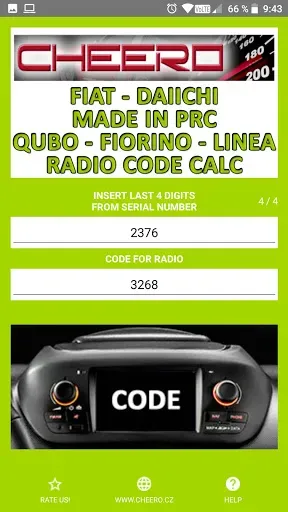 Скриншот 1 — RADIO CODE for FIAT DAIICHI