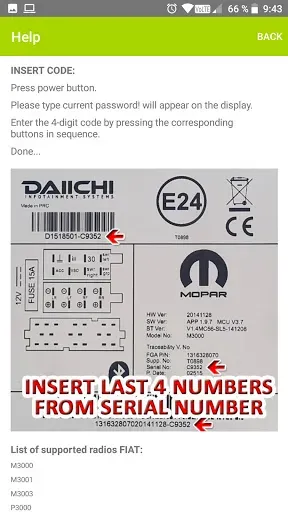 Скриншот 6 — RADIO CODE for FIAT DAIICHI