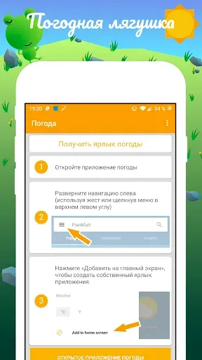 Скриншот 1 — Ярлык погодной лягушки