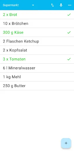 Скриншот 1 — Einfacher Einkaufszettel
