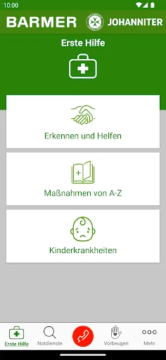 Скриншот 1 — Kindernotfall-App
