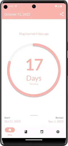 Скриншот 1 — MyRing - contraceptive ring