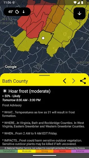 Скриншот 1 — UnWX (Severe Weather Alerts)