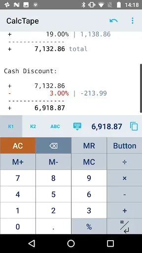 Скриншот 1 — CalcTape Calculator with Tape