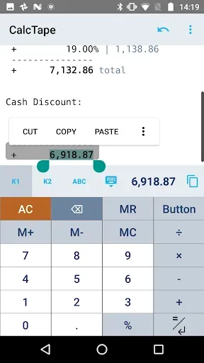 Скриншот 2 — CalcTape Calculator with Tape