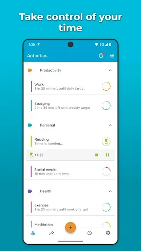 Скриншот 1 — Timelog - Goal & Time Tracker