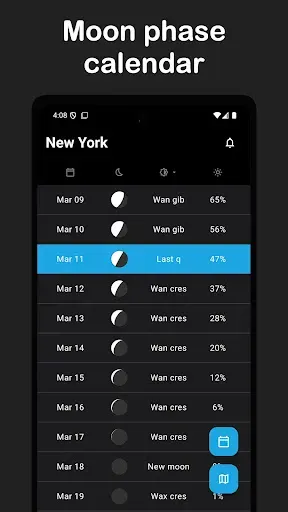 Скриншот 1 — Moon Phase Calendar & Widgets