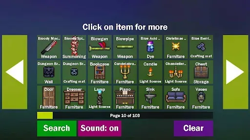 Скриншот 1 — Terraria Recipes & Items Guide
