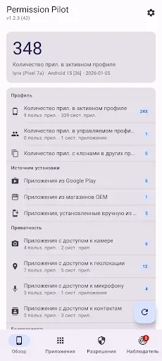 Скриншот 1 — Пилот разрешений