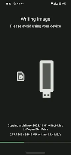 Скриншот 4 — EtchDroid - запись ISO-образа