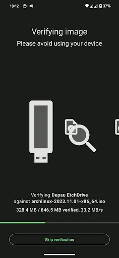 Скриншот 5 — EtchDroid - запись ISO-образа