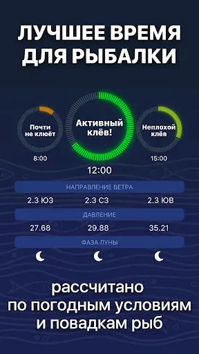Скриншот 2 — Прогноз клёва - ТипТоп Рыбалка