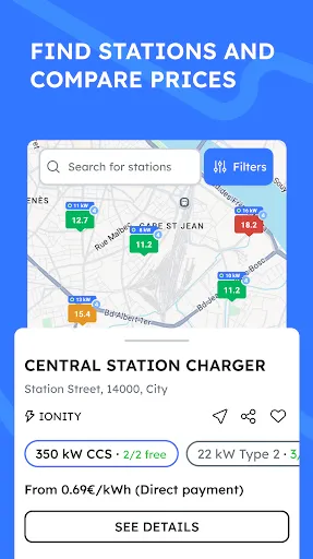 Скриншот 1 — Chargeprice: EV map & prices