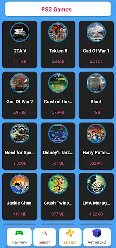Скриншот 1 — PSP PS2 - Games Emulator