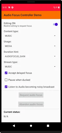 Скриншот 1 — Audio Focus Controller Demo