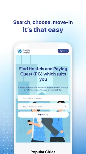 Скриншот 1 — FindMyHostel - PGs & Hostels