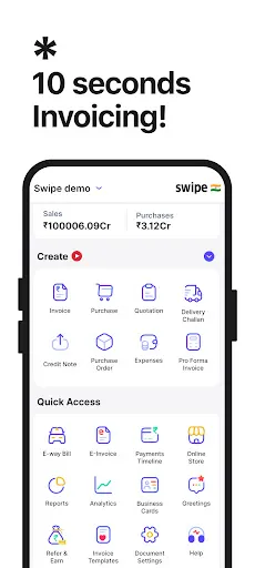 Скриншот 1 — Invoicing Billing GST - Swipe