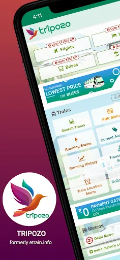Скриншот 1 — Tripozo: Train Flight & Travel