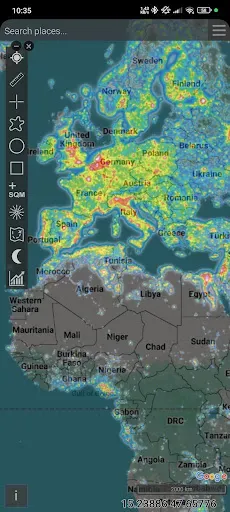 Скриншот 1 — Light pollution map