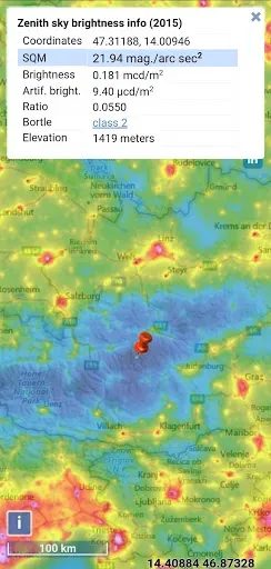 Скриншот 2 — Light pollution map