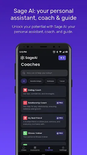Скриншот 1 — Sage AI - AI Coach & Assistant