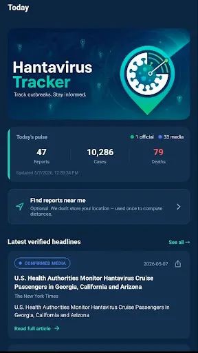 Скриншот 1 — HantaVirus Tracker app