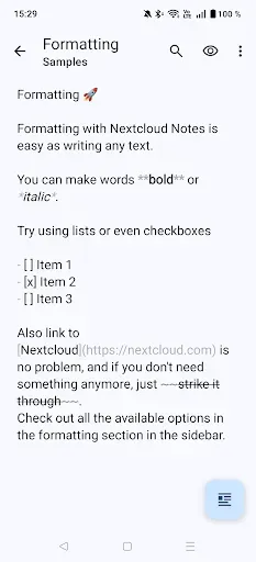 Скриншот 3 — Nextcloud Notes