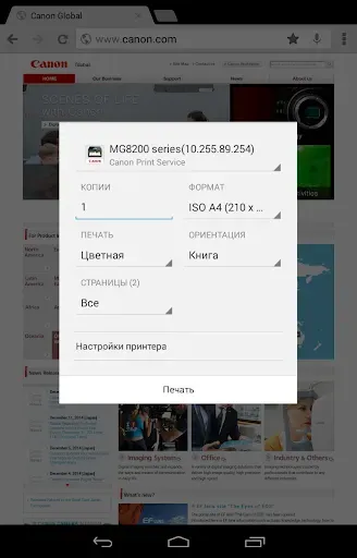 Скриншот 2 — Canon Print Service
