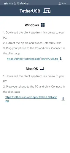Скриншот 2 — TetherUSB - For Windows & Mac