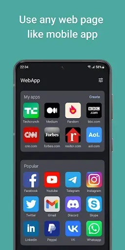 Скриншот 1 — Web App - Lite Private Browser