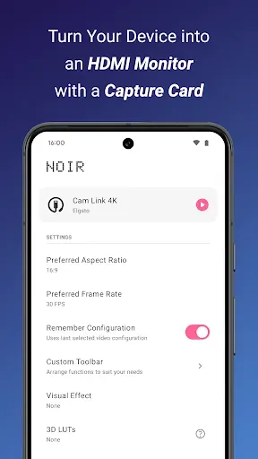 Скриншот 1 — Noir: USB Camera HDMI Monitor