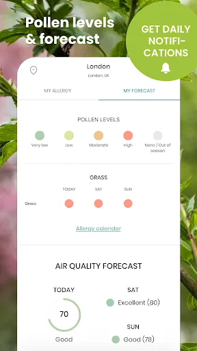 Скриншот 2 — klarify: Pollen & Allergy App