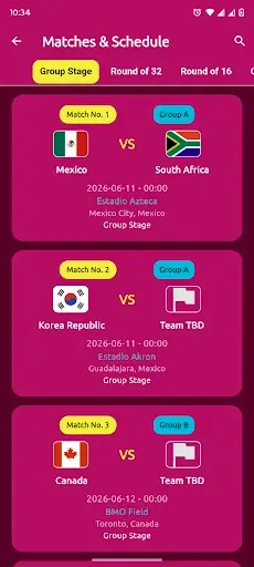 Скриншот 2 — World Cup Schedule 2026