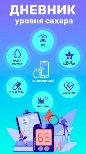 Скриншот 1 — Диабет: сахар, глюкоза в крови