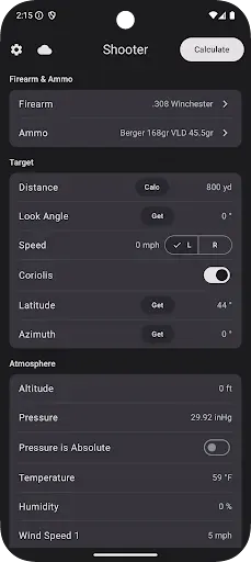 Скриншот 1 — Shooter: Ballistic Calculator