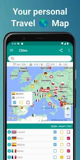 Скриншот 2 — Places Been - Travel Tracker