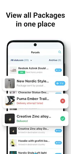Скриншот 2 — Package Tracker - pkge Mobile