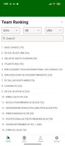 Скриншот 1 — Soccer Rankings